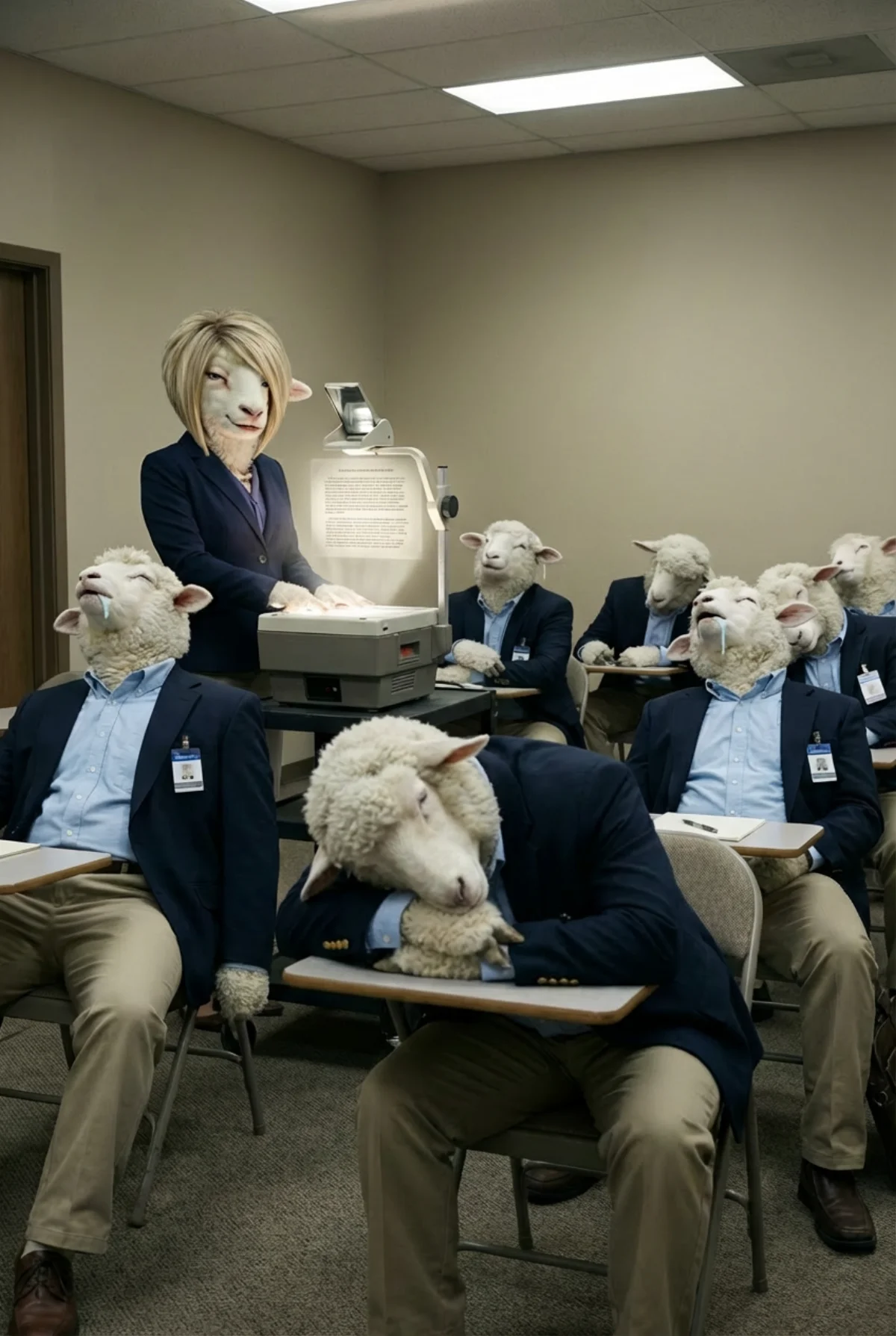 Boring traditional CE classroom with overhead projector